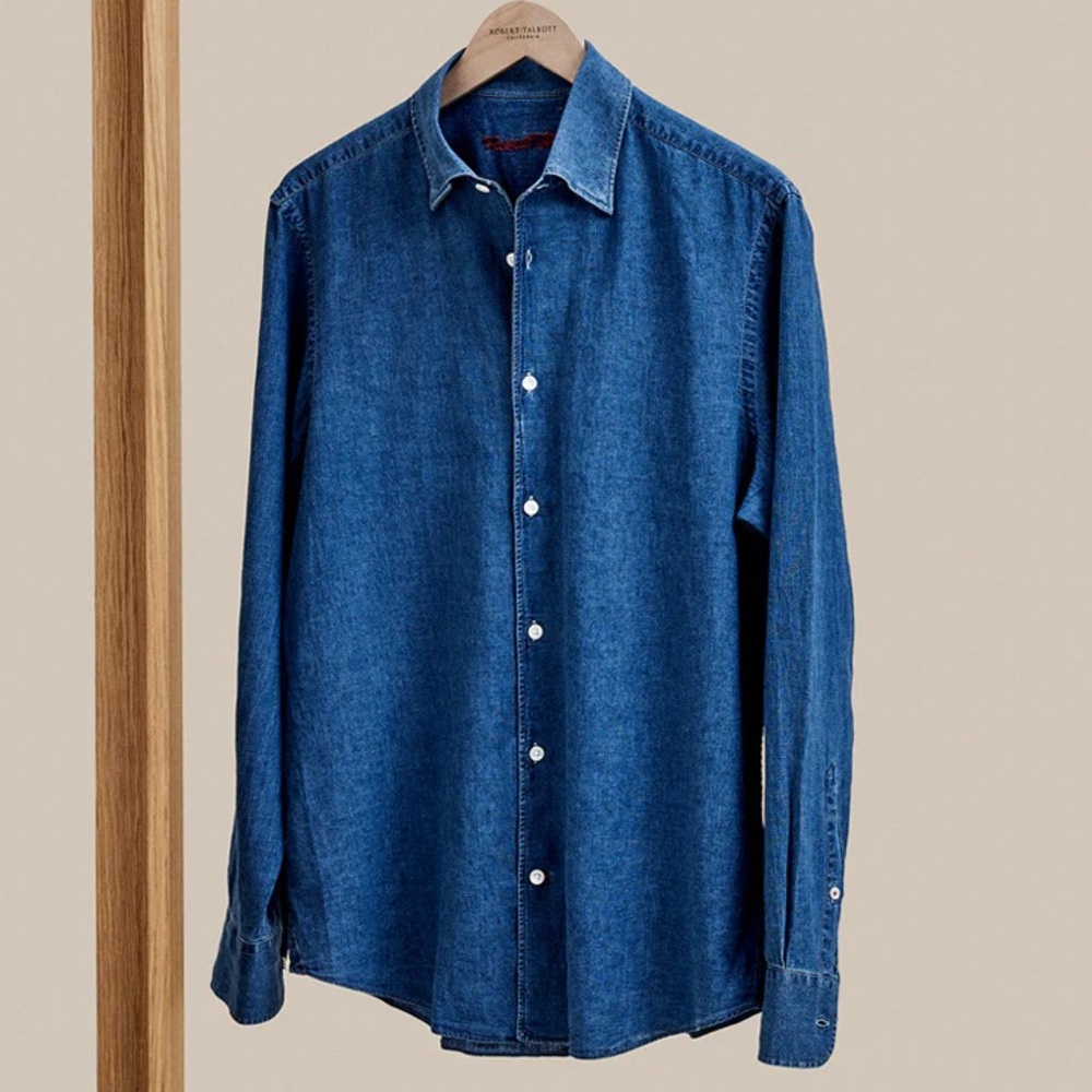 Robert Talbott Denim Button Up Shirt in Medium